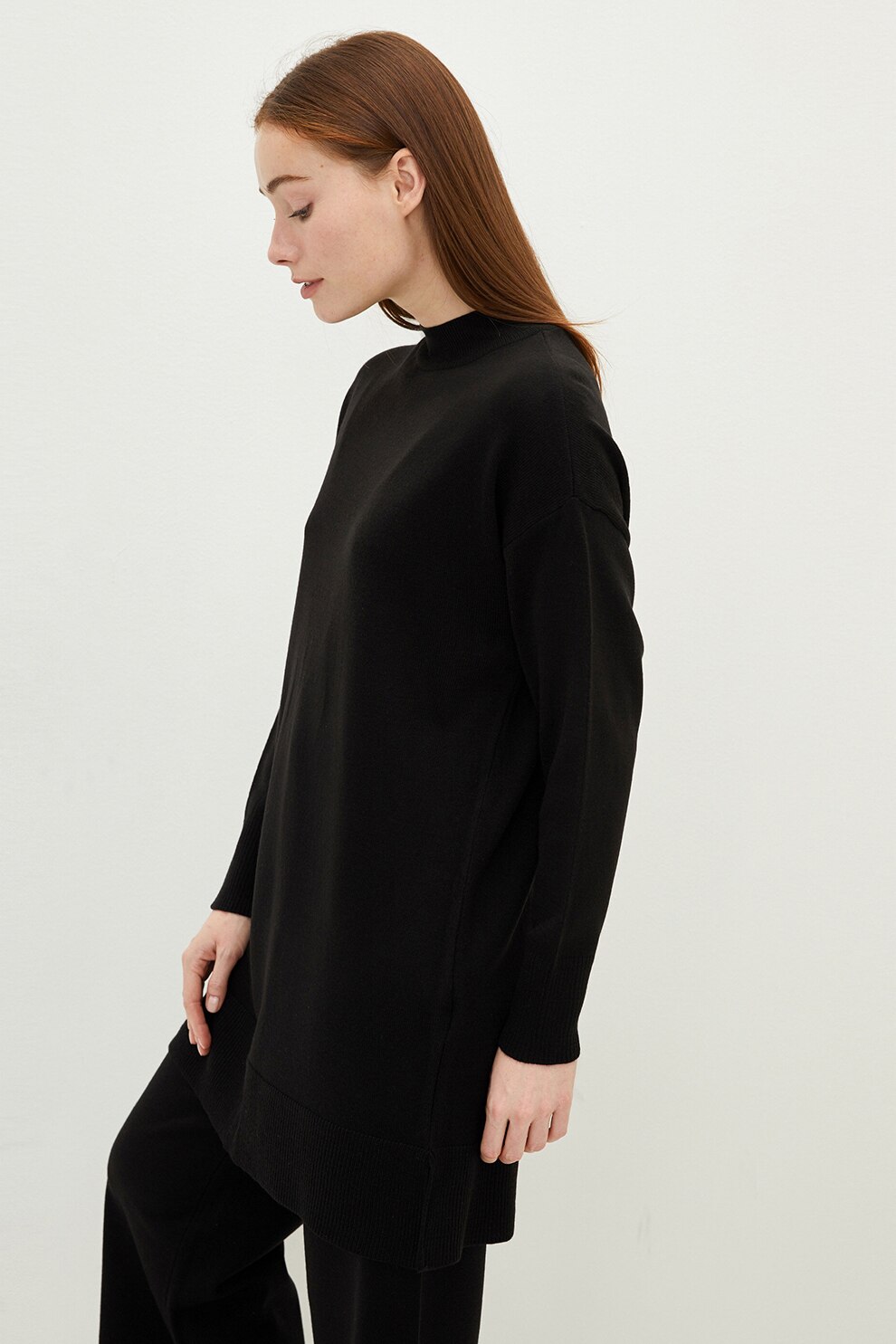 LC WAIKIKI, Pulover lung cu maneci cazute, Negru