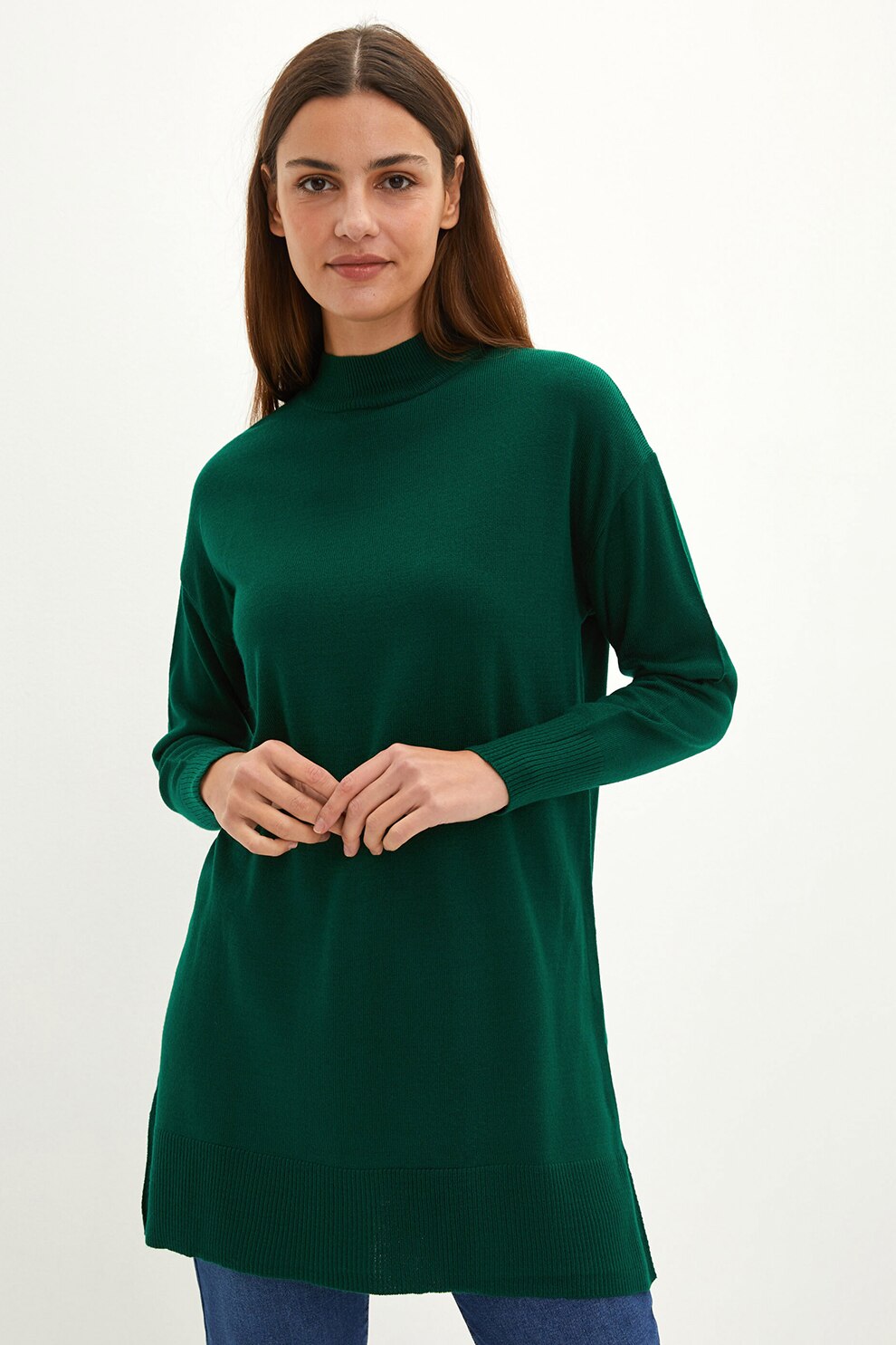 LC WAIKIKI, Pulover lung cu maneci cazute, Verde englez