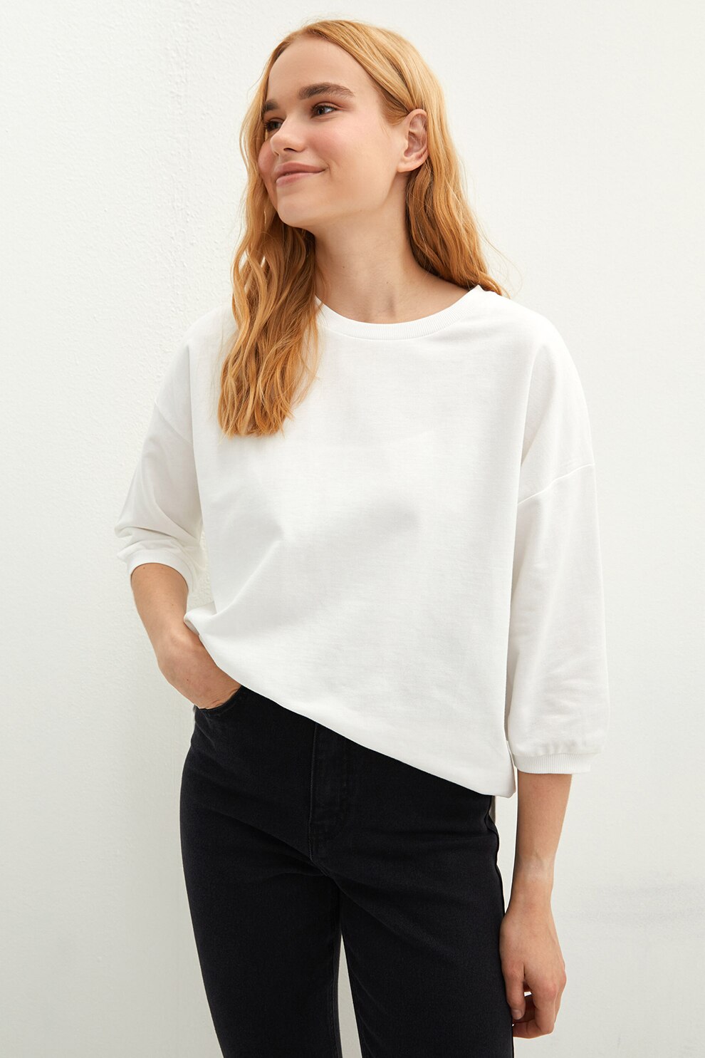 LC WAIKIKI, Bluza cu maneci 3/4, Alb