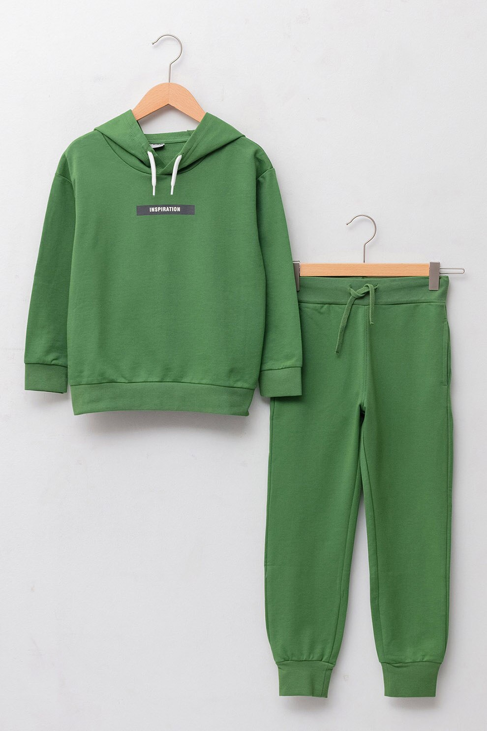 LC WAIKIKI, Set de imbracaminte din amestec de bumbac - 2 piese, Verde