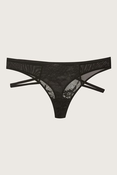 LC WAIKIKI, Chiloti tanga din dantela, Negru LC WAIKIKI, Chiloti tanga din dantela, Negru
