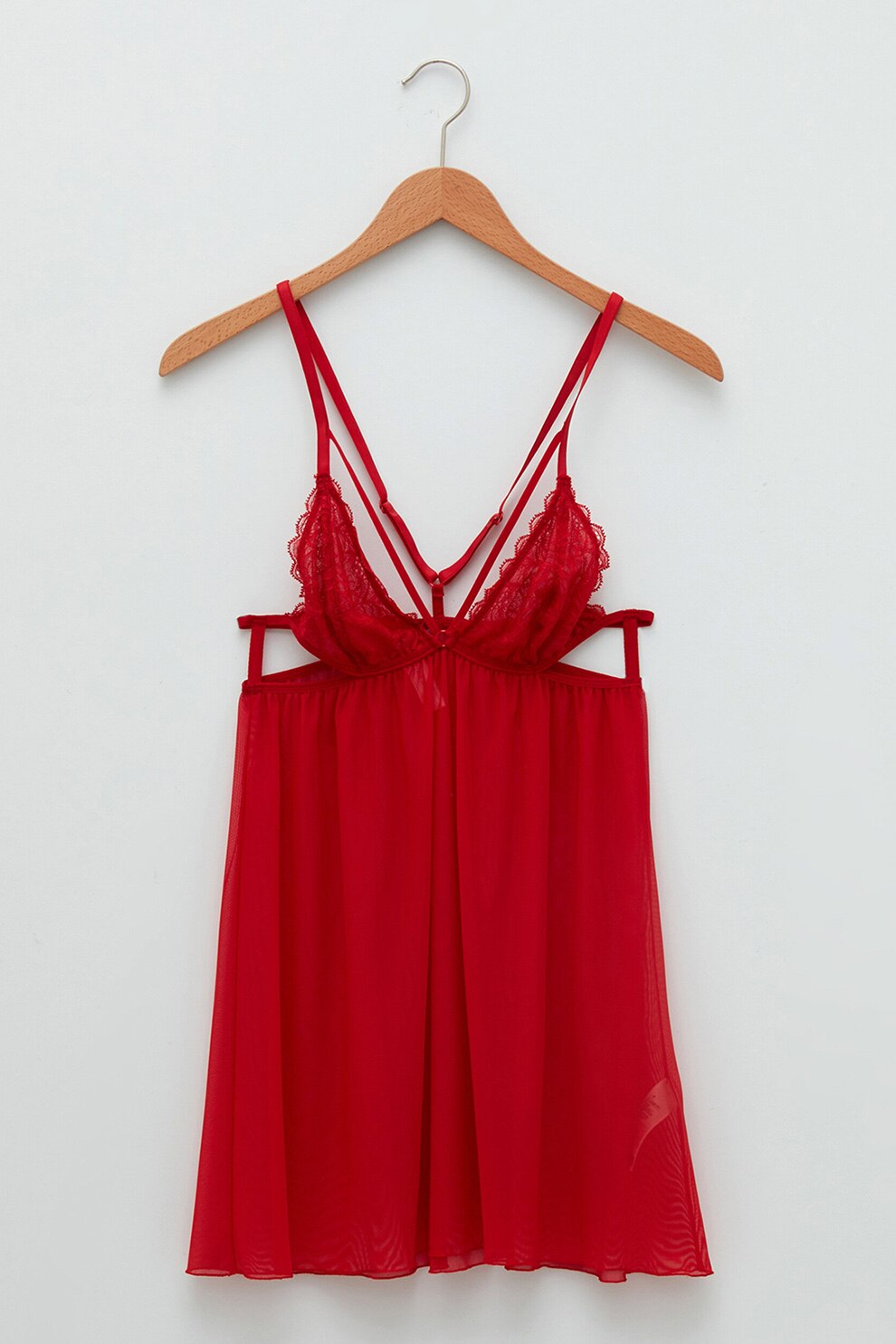 LC WAIKIKI, Neglijeu semitransparent cu dantela, Rosu