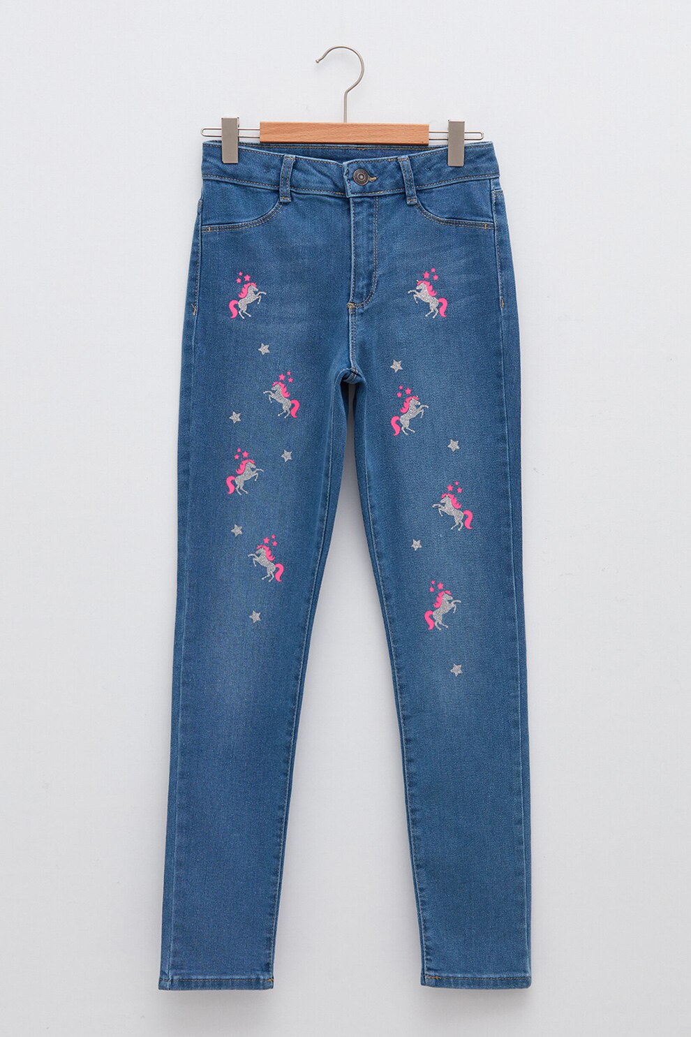 LC WAIKIKI, Blugi skinny cu imprimeu, Albastru/Roz