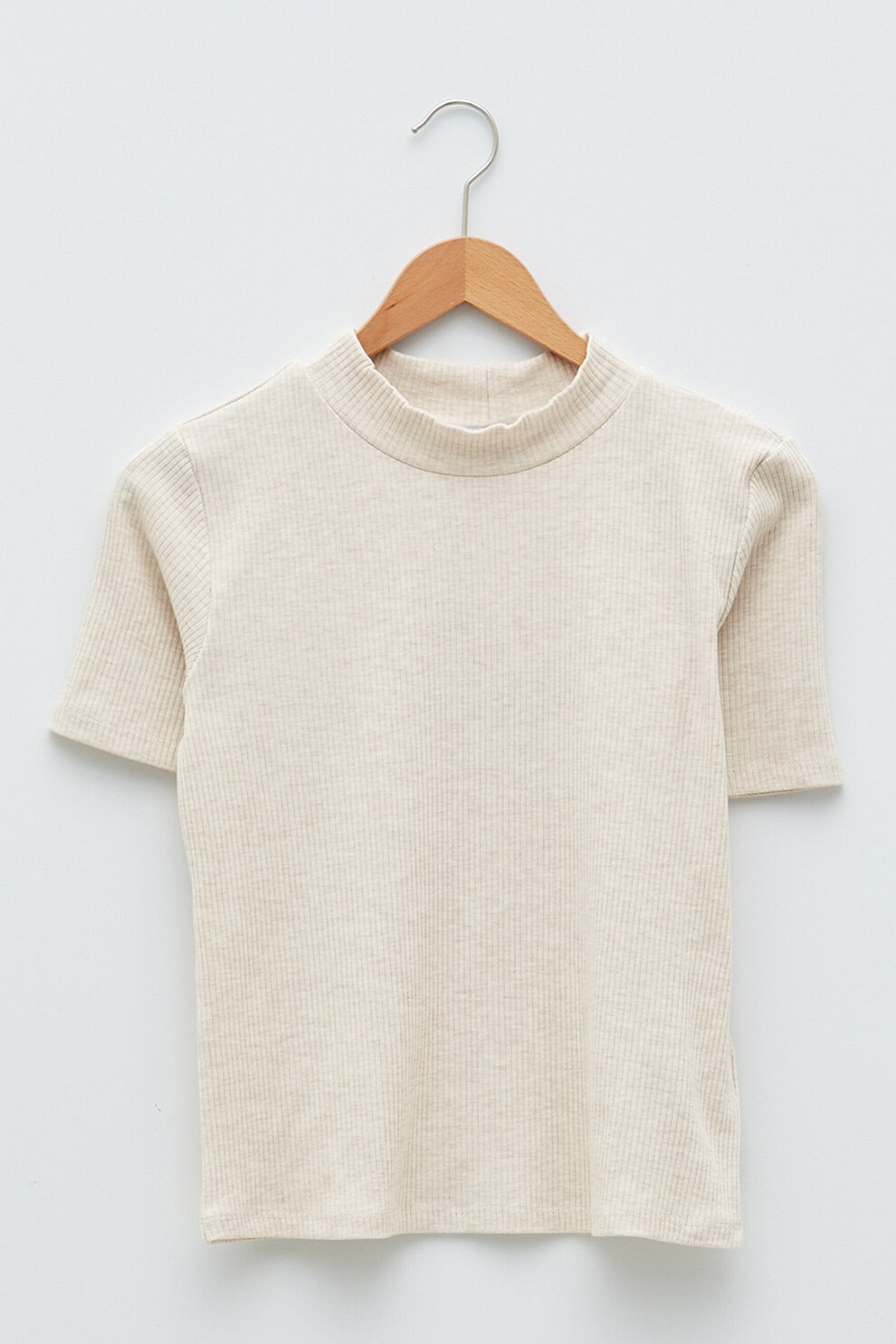 LC WAIKIKI, Bluza striata cu guler scurt, Crem