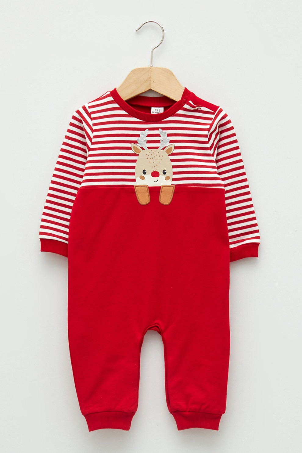 LC WAIKIKI, Salopeta din jerseu cu tematica de Craciun, Rosu/Alb