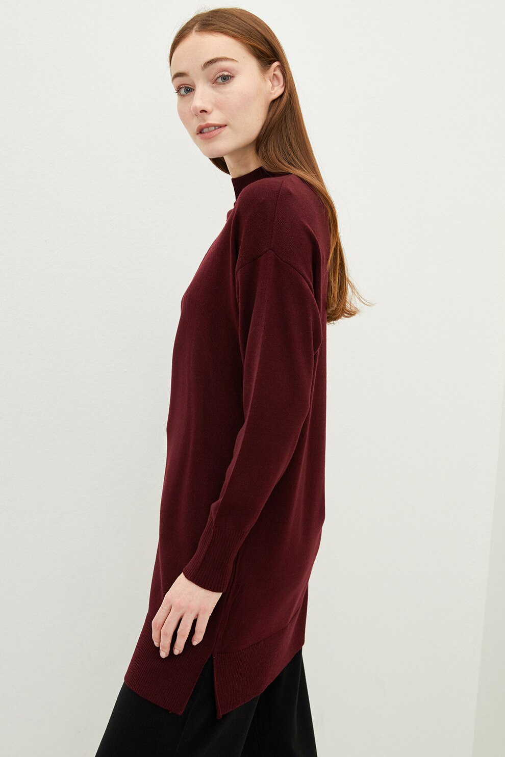 LC WAIKIKI, Pulover lung cu maneci cazute, Violet tyrian