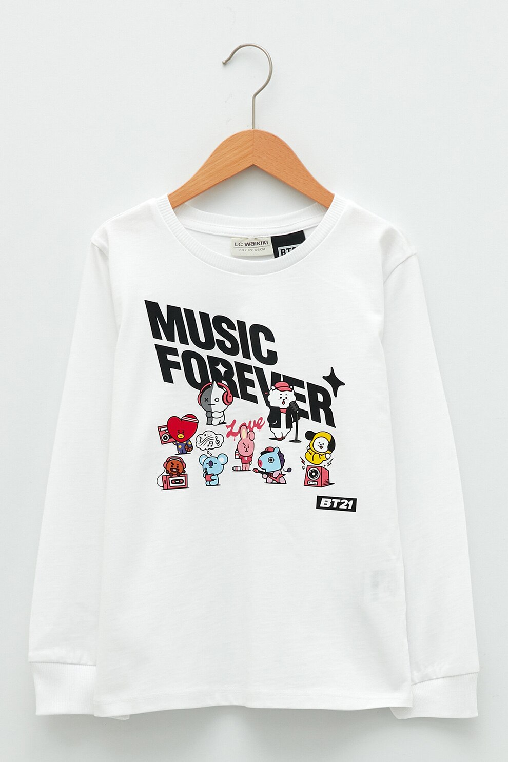 LC WAIKIKI, Bluza cu decolteu la baza gatului si imprimeu grafic, Alb/Negru/Rosu