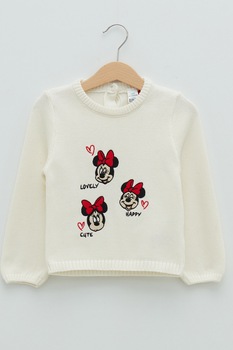 LC WAIKIKI, Pulover cu detalii brodate, Alb/Rosu LC WAIKIKI, Pulover cu detalii brodate, Alb/Rosu