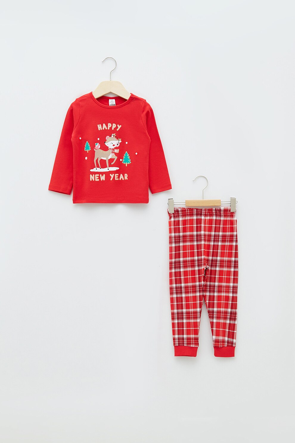 LC WAIKIKI, Pijama lunga cu imprimeu, Rosu