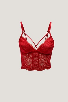 LC WAIKIKI, Sutien de dantela cu bretele incrucisate Longline, Rosu LC WAIKIKI, Sutien de dantela cu bretele incrucisate Longline, Rosu