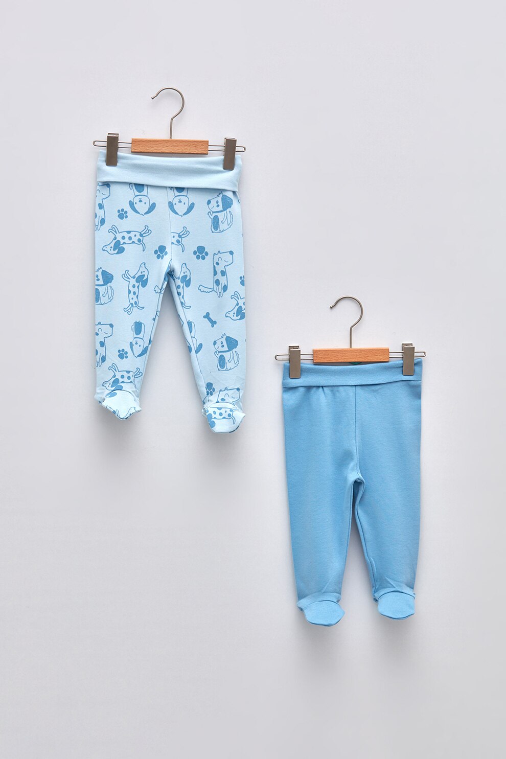 LC WAIKIKI, Set de pantaloni de bumbac cu botosei, 2 perechi, Albastru