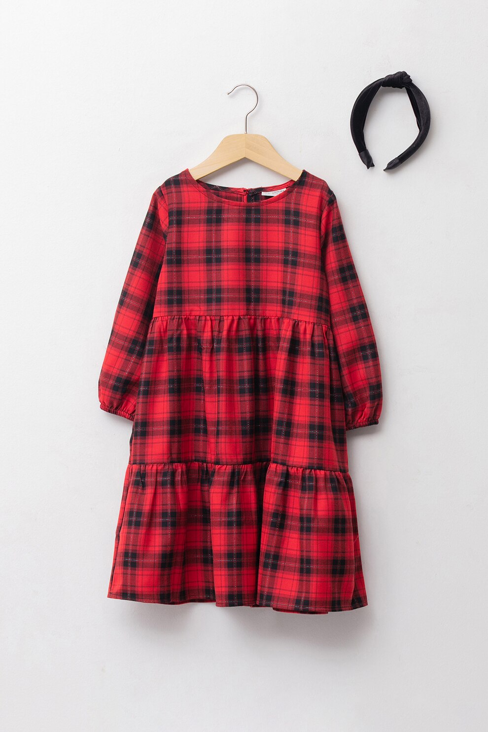 LC WAIKIKI, Rochie in carouri cu croiala A, Rosu/Negru