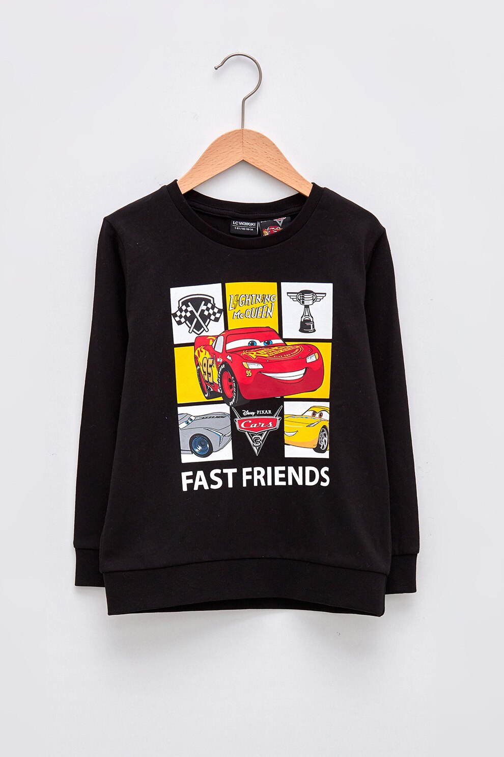 LC WAIKIKI, Bluza sport de bumbac cu masini, Negru