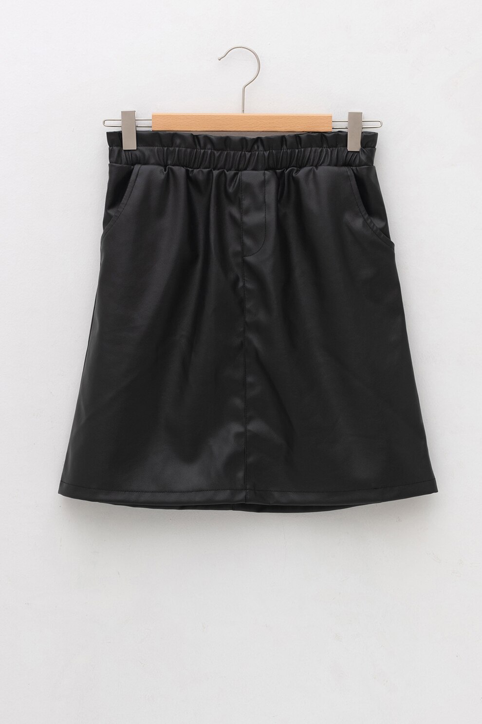 LC WAIKIKI, Fusta mini de piele ecologica, Negru