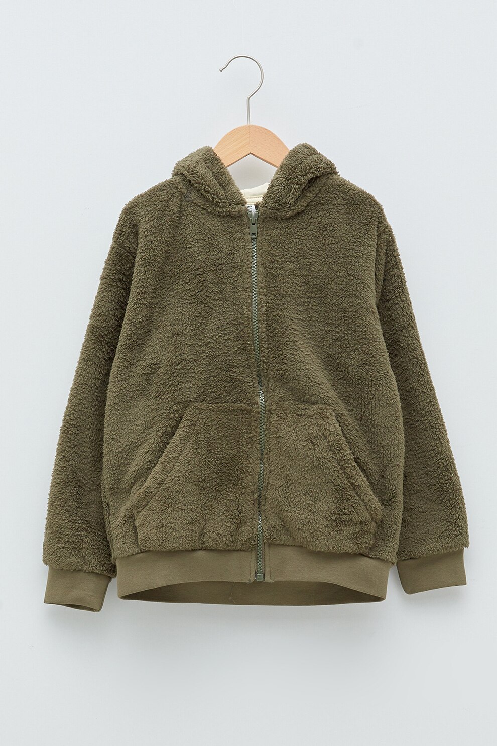 LC WAIKIKI, Hanorac din teddy cu fermoar, Kaki