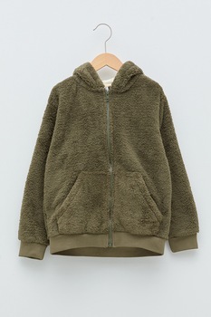 LC WAIKIKI, Hanorac din teddy cu fermoar, Kaki LC WAIKIKI, Hanorac din teddy cu fermoar, Kaki