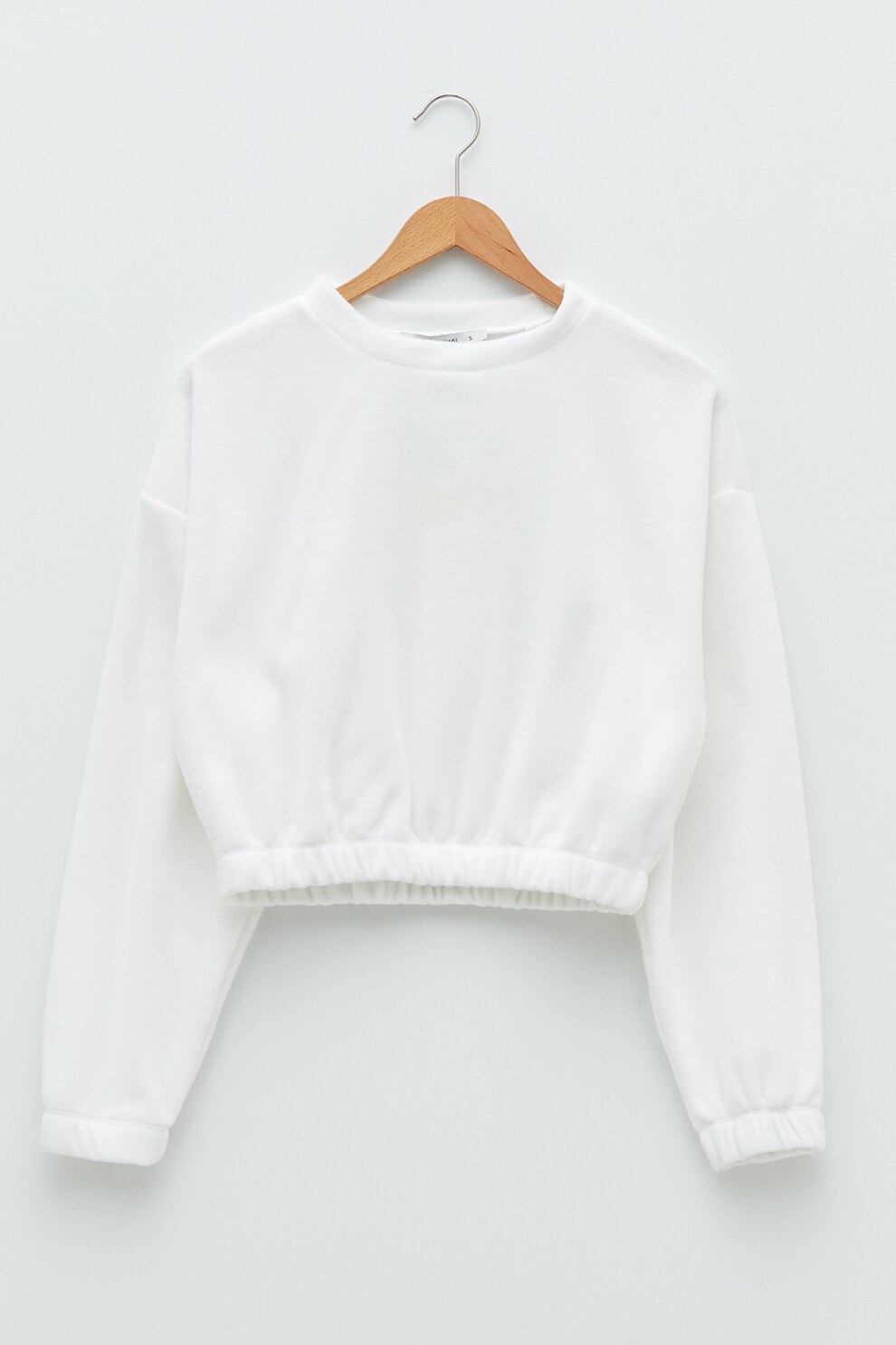 LC WAIKIKI, Bluza sport crop catifelata, Alb