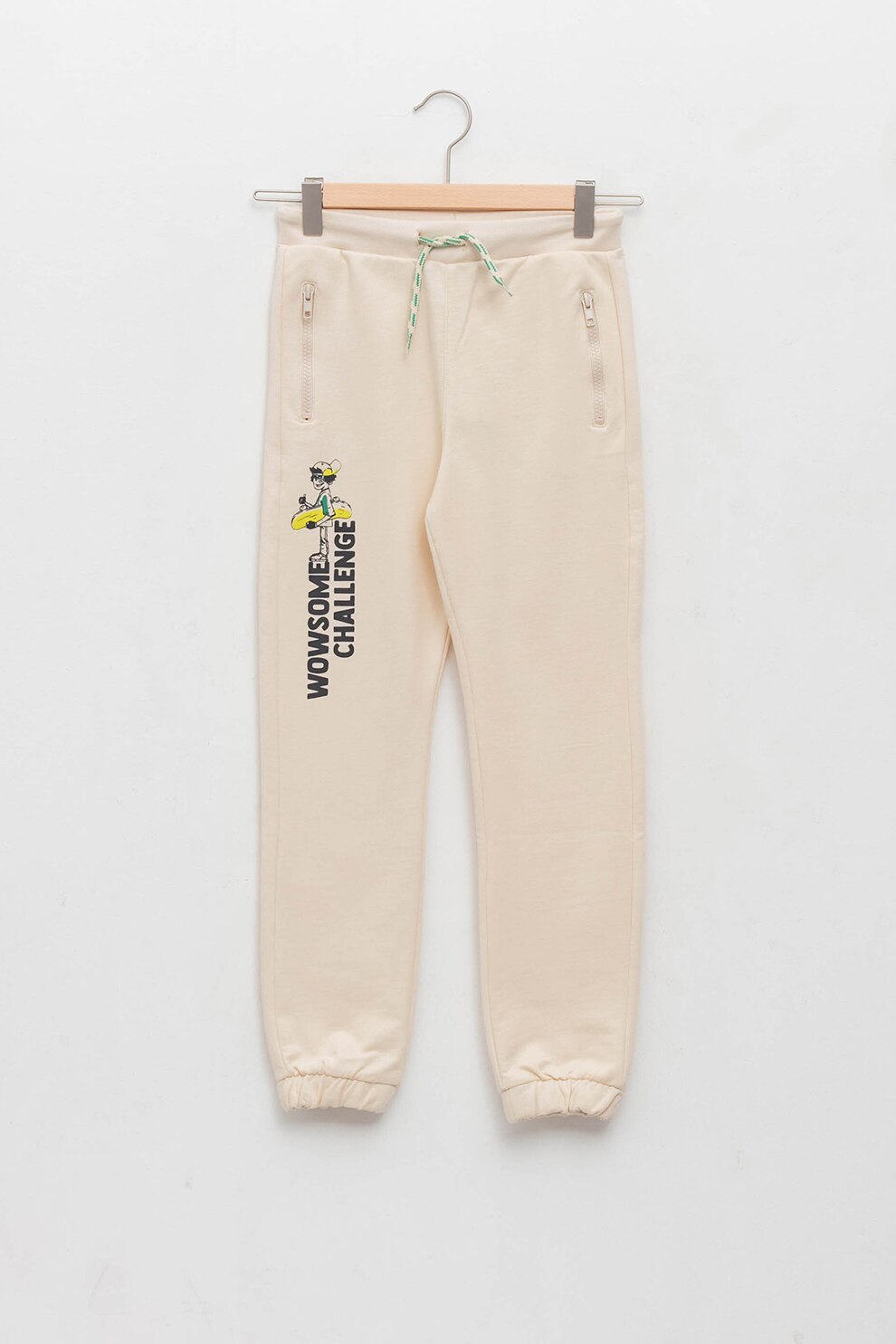 LC WAIKIKI, Pantaloni sport cu buzunare laterale si snur, Crem