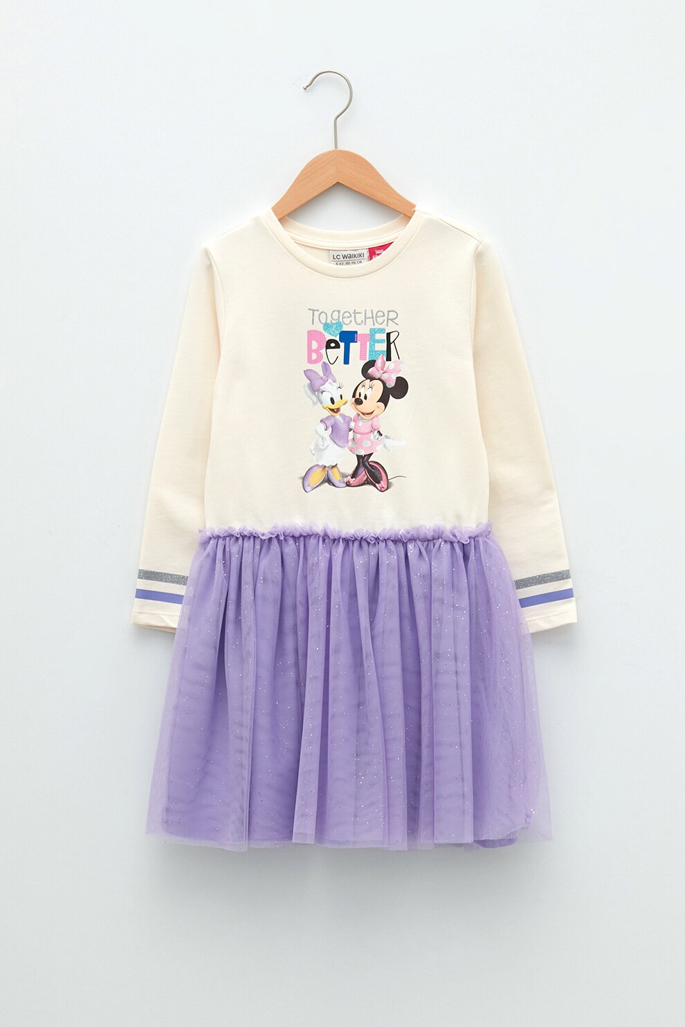 LC WAIKIKI, Rochie evazata cu aspect 2 in 1, Alb/Lila