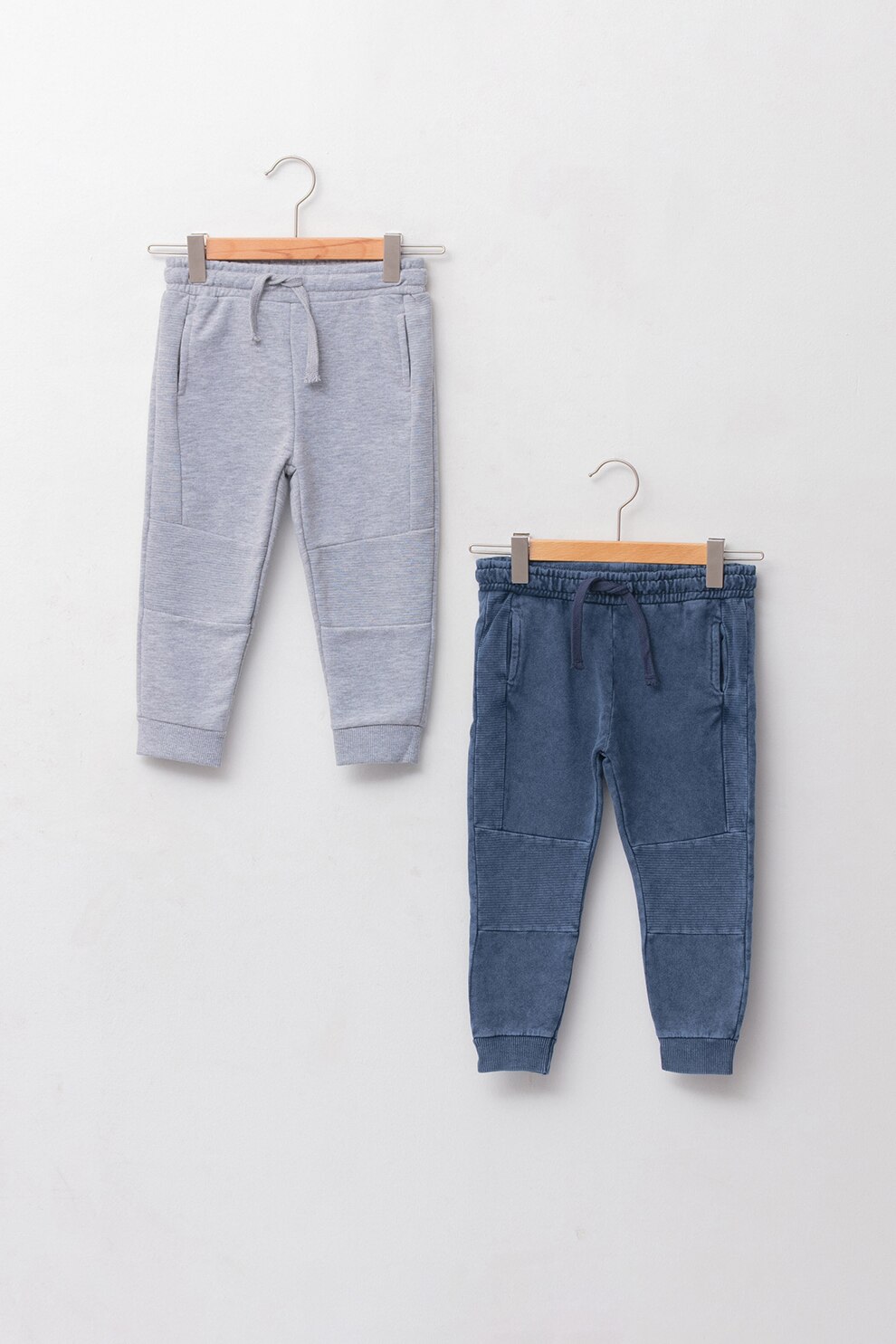 LC WAIKIKI, Set de pantaloni scurti cu snur - 2 perechi, Gri melange/albastru prafuit