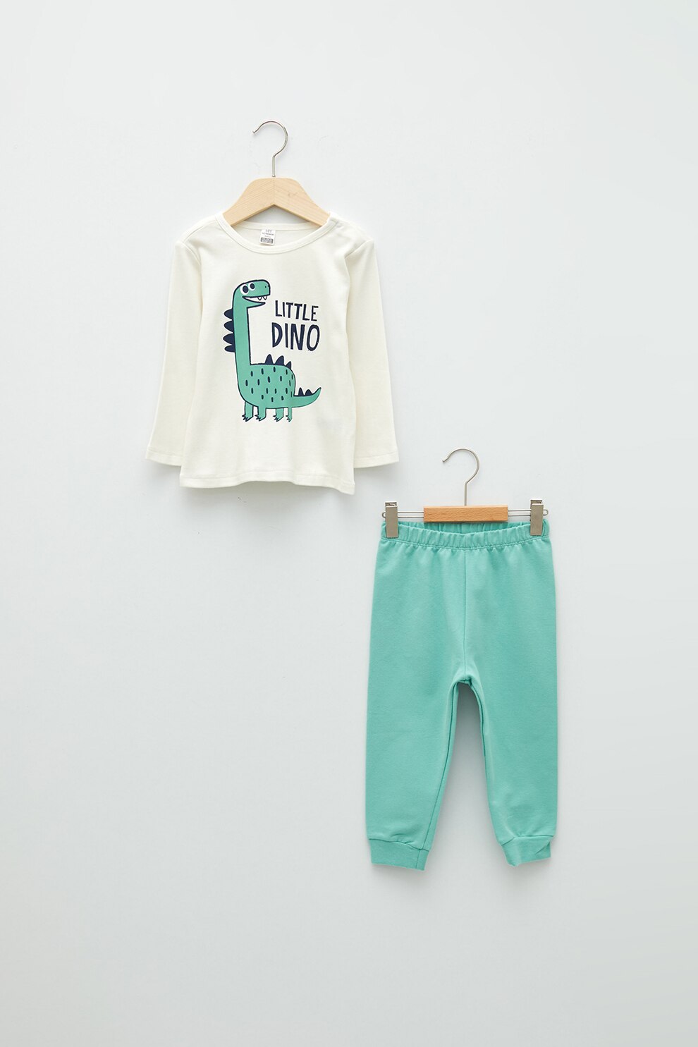 LC WAIKIKI, Set de bluza si pantaloni sport - 2 piese, Verde/Alb