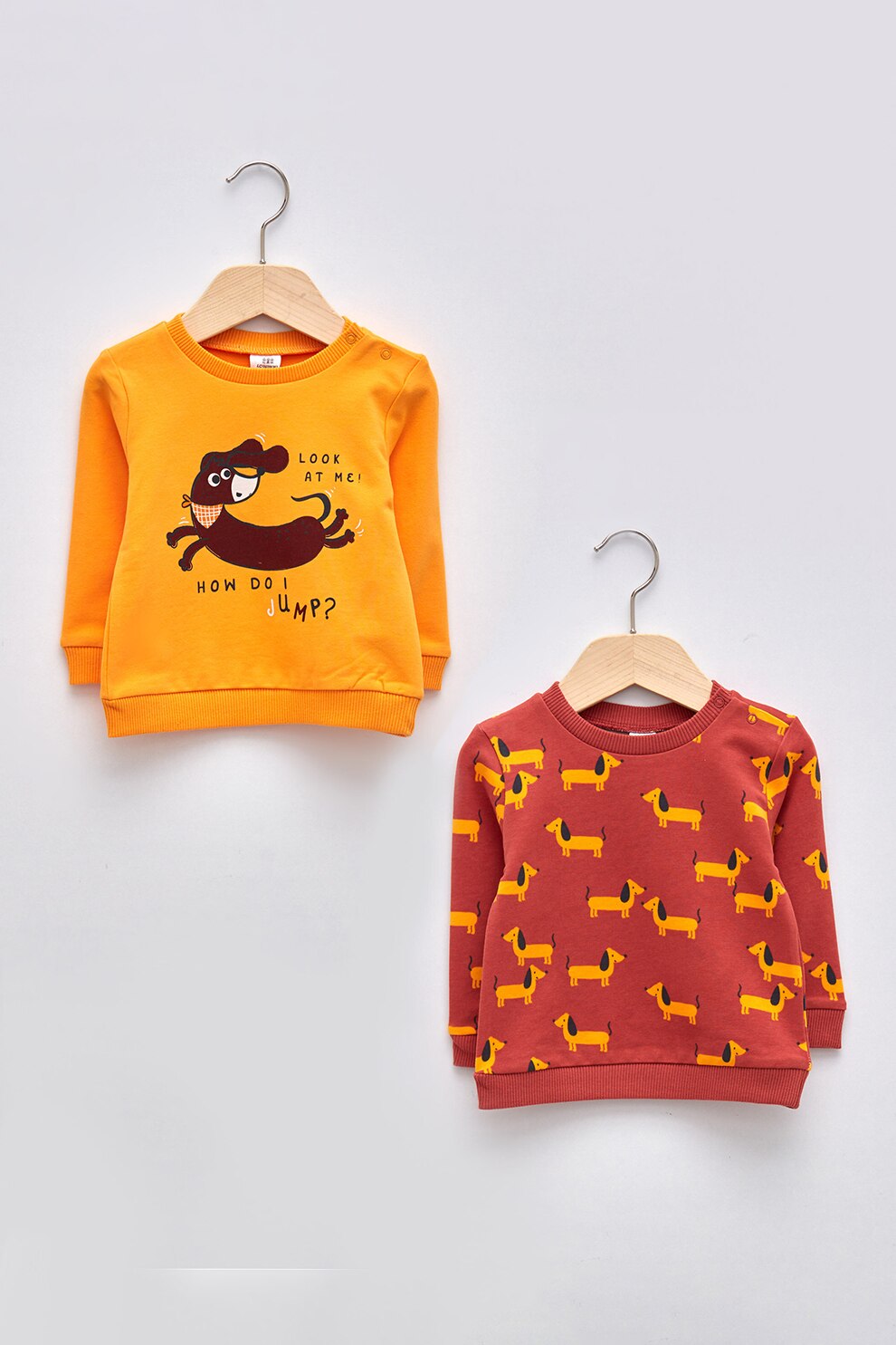 LC WAIKIKI, Set de bluze sport cu decolteu la baza gatului - 2 piese, Oranj/Rosu stins