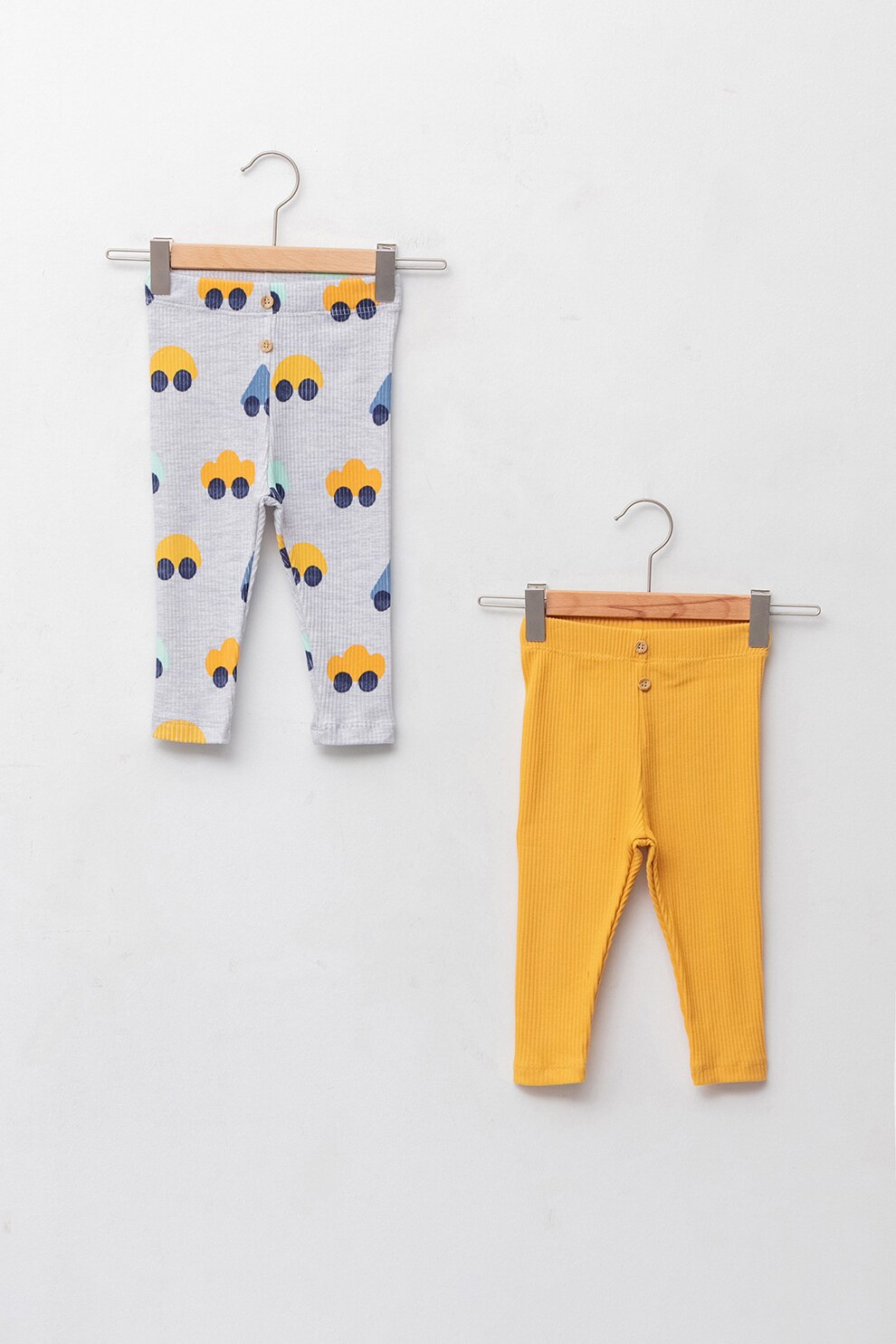 LC WAIKIKI, Set de colanti striati - 2 perechi, Galben mustar/Gri