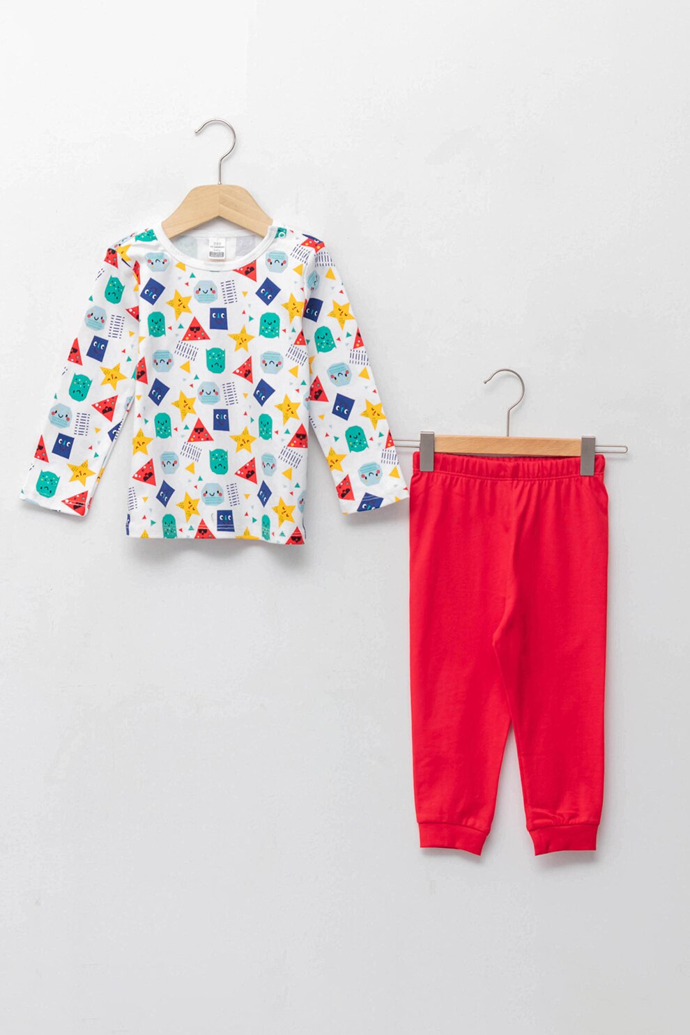 LC WAIKIKI, Set de bluza si pantaloni sport - 2 piese, Alb/Albastru/Rosu