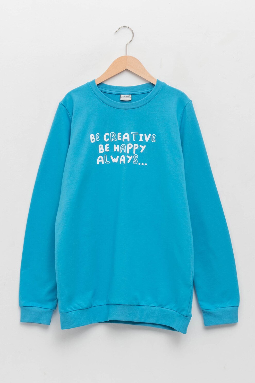 LC WAIKIKI, Bluza sport din amestec de bumbac cu model text, Albastru