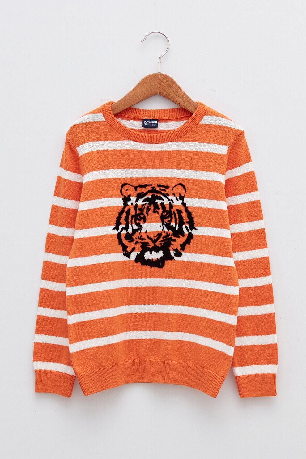 LC WAIKIKI, Pulover in dungi cu imprimeu grafic, Oranj mandarina