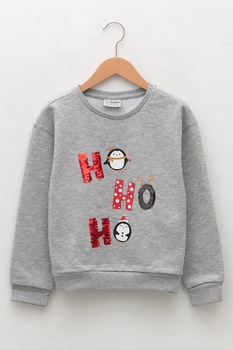 LC WAIKIKI, Bluza sport cu paiete reversibile, Gri melange LC WAIKIKI, Bluza sport cu paiete reversibile, Gri melange