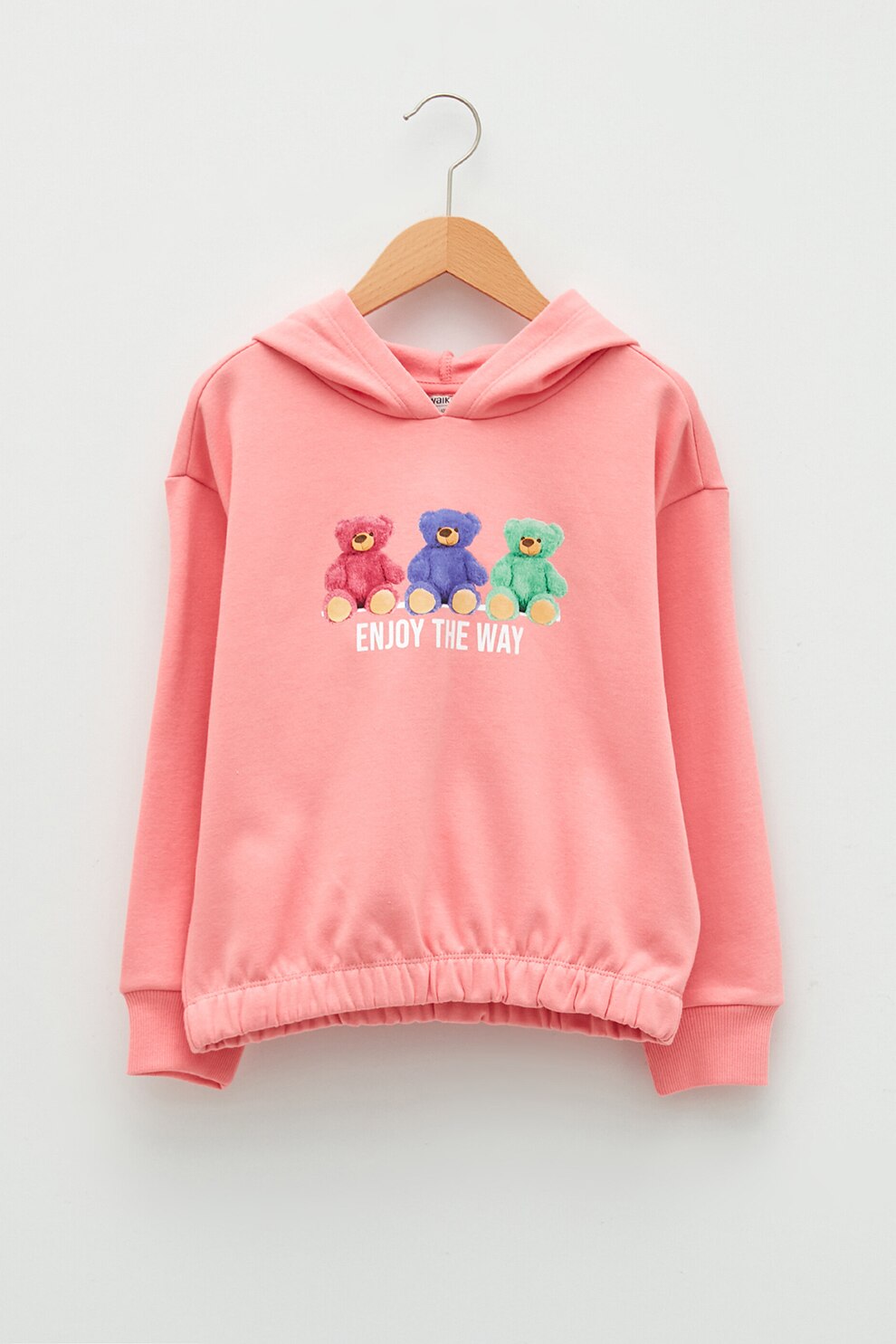 LC WAIKIKI, Hanorac cu imprimeu si maneci cazute, Roz