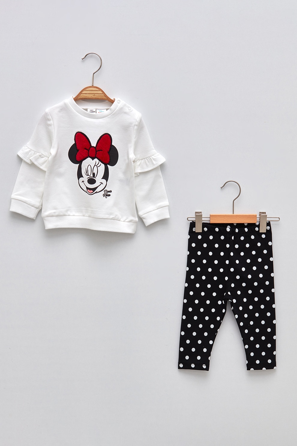 LC WAIKIKI, Set de bluza cu imprimeu si colanti, 2 piese, Alb/Negru