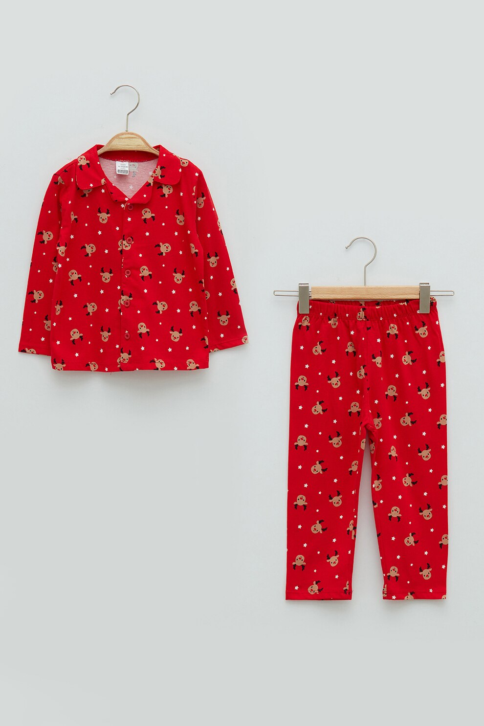 LC WAIKIKI, Pijama de bumbac cu imprimeu grafic, Rosu