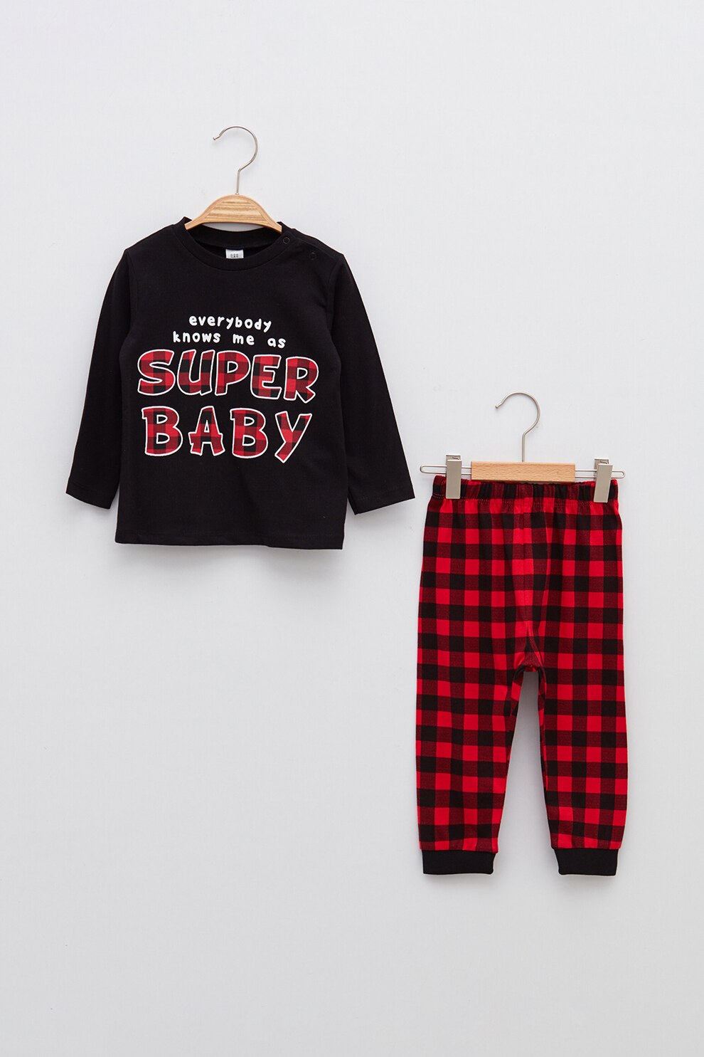 LC WAIKIKI, Set de bluza si pantaloni, Negru/Rosu