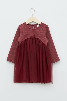 LC WAIKIKI, Rochie evazata cu aspect stralucitor, Visiniu LC WAIKIKI, Rochie evazata cu aspect stralucitor, Visiniu