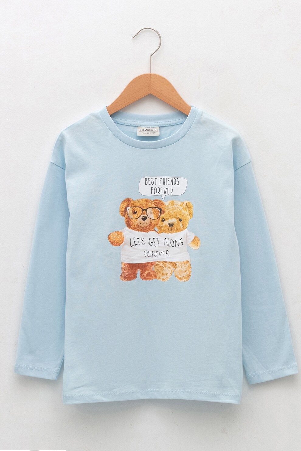 LC WAIKIKI, Bluza de bumbac cu imprimeu, Albastru deschis