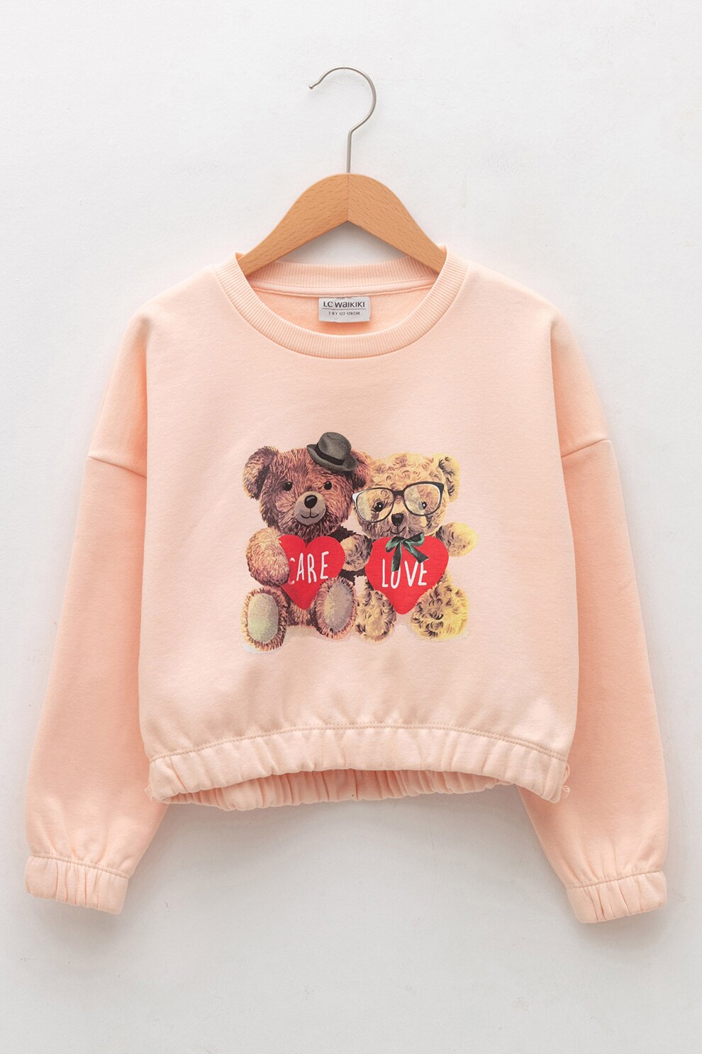 LC WAIKIKI, Bluza sport cu imprimeu si maneci cazute, Piersica