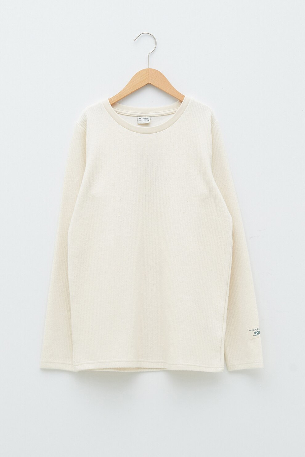 LC WAIKIKI, Bluza din amestec de bumbac cu ddecolteu rotund, Alb