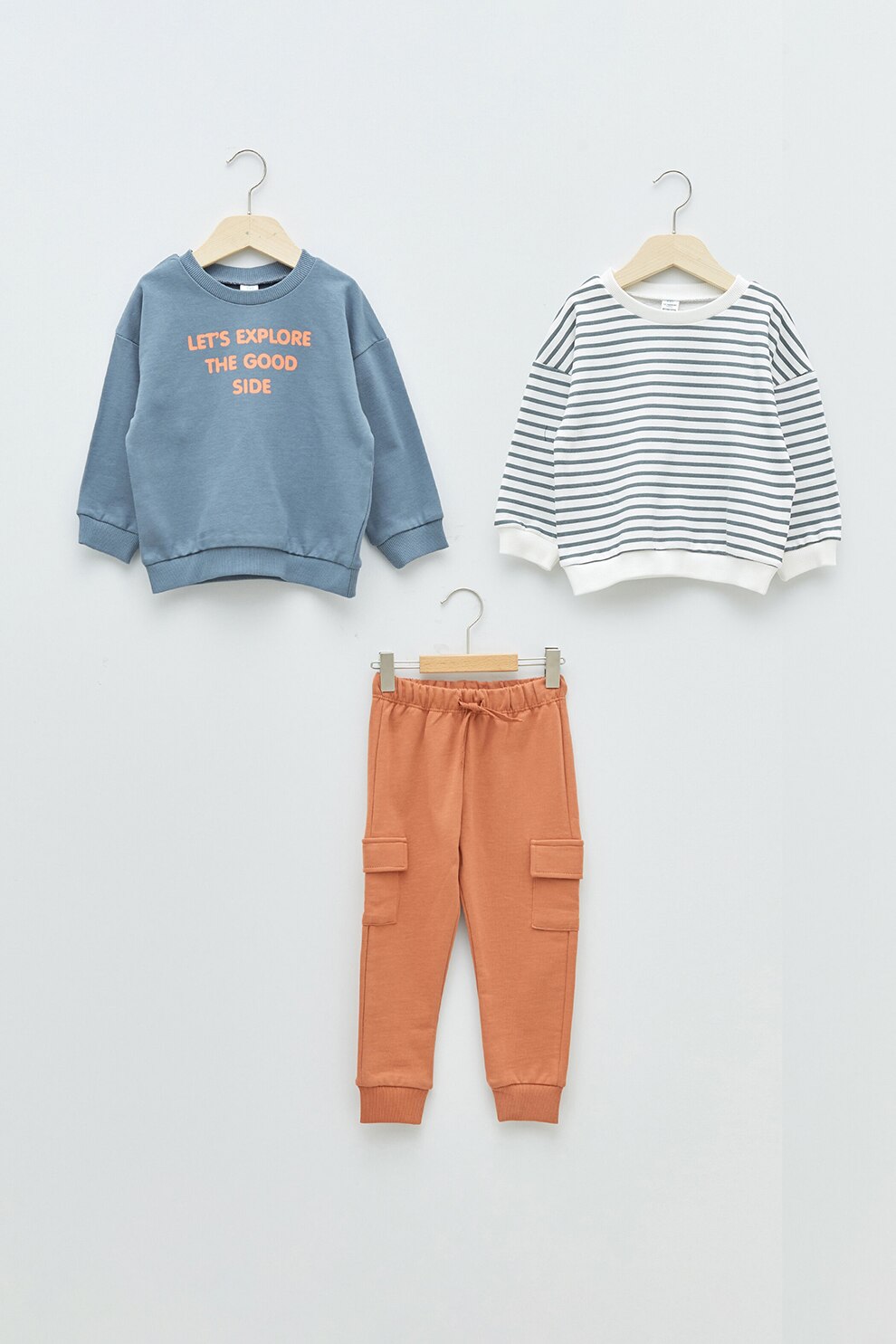 LC WAIKIKI, Set de imbracaminte - 3 piese, Albastru lavanda/Oranj stins