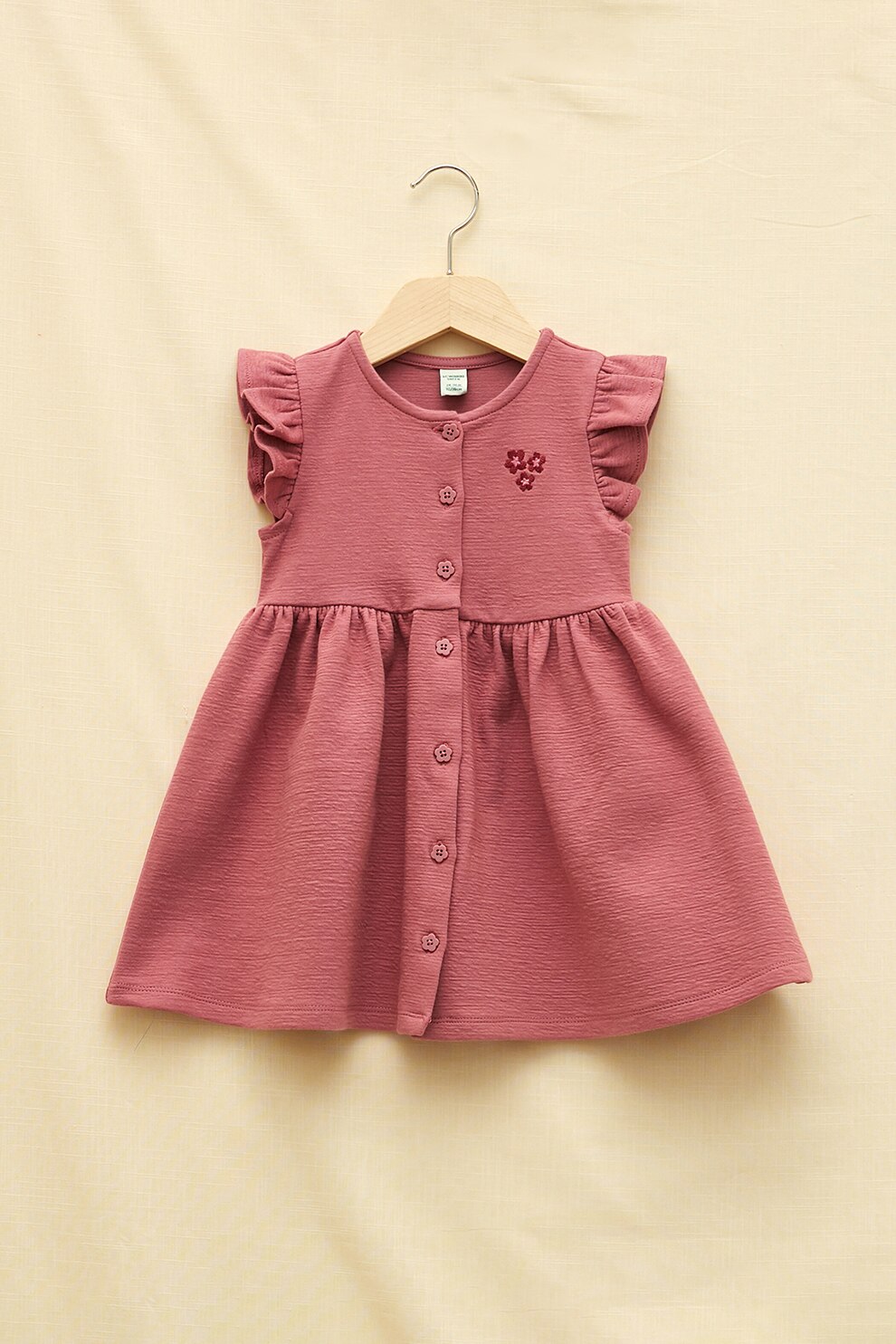 LC WAIKIKI, Rochie evazata cu maneci cu volane, Roz prafuit