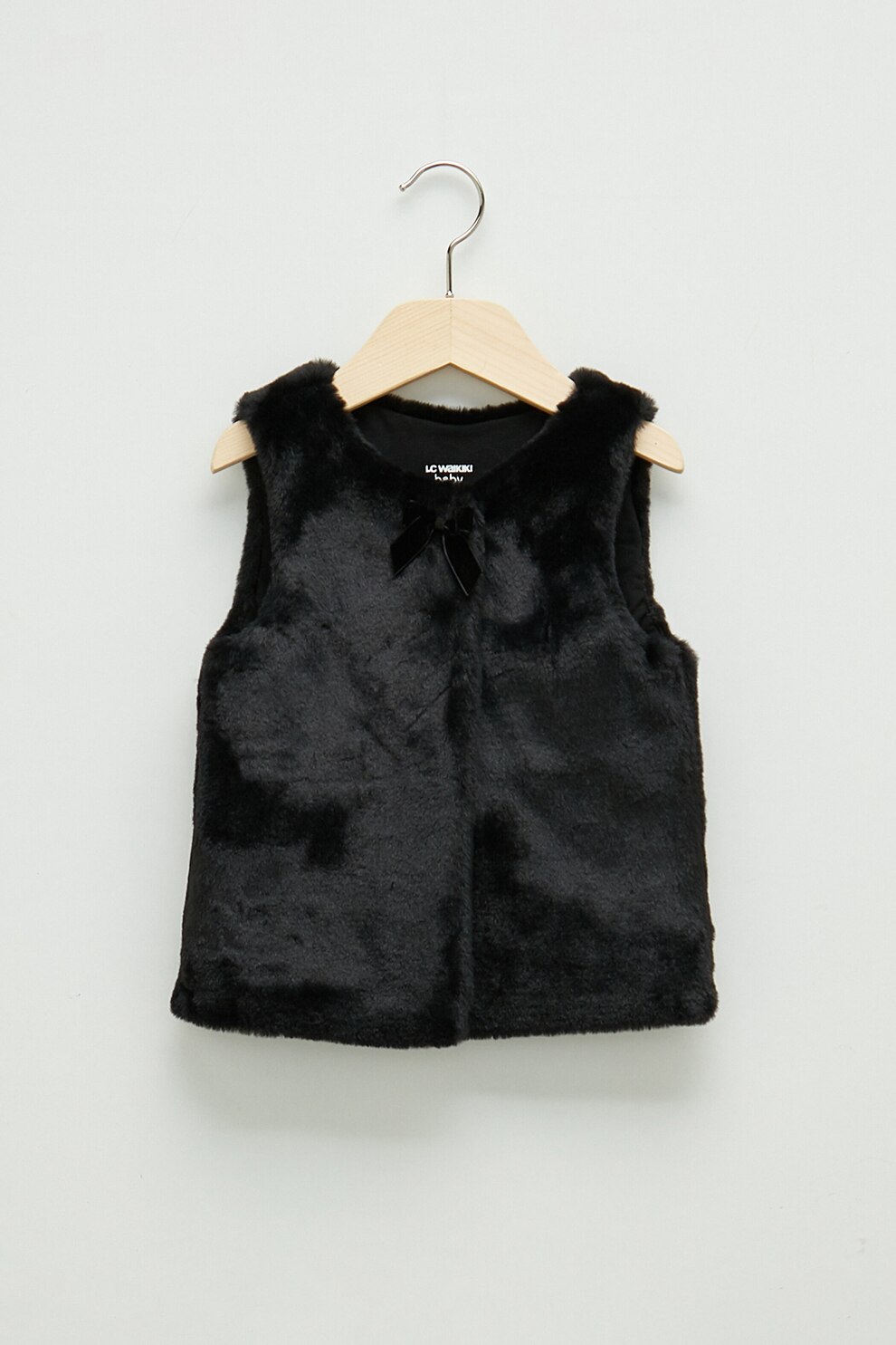 LC WAIKIKI, Vesta de plush cu decolteu rotund, Negru