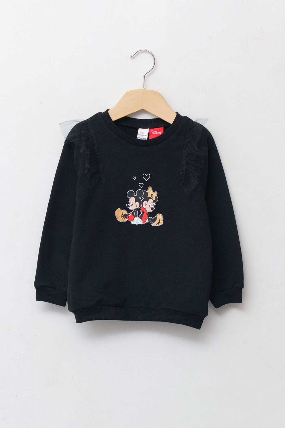 LC WAIKIKI, Bluza sport cu imprimeu Mickey Mouse stralucitor, Negru stins