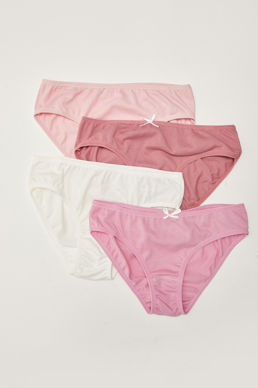 LC WAIKIKI, Set de chiloti cu detalii funda - 4 piese, Roz prafuit/Roz pal/Roz pastel