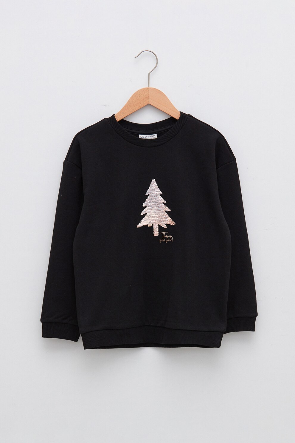 LC WAIKIKI, Bluza sport cu aplicatii de paiete, Negru