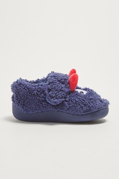 LC WAIKIKI, Papuci pufosi de casa cu detalii brodate, Albastru lavanda LC WAIKIKI, Papuci pufosi de casa cu detalii brodate, Albastru lavanda