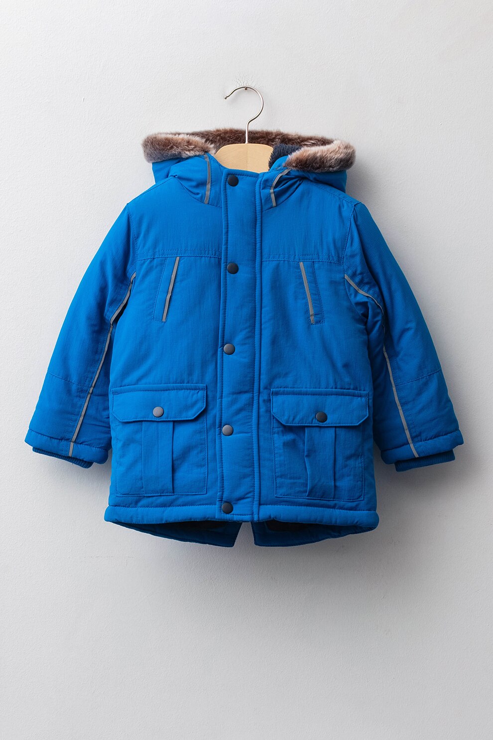 LC WAIKIKI, Geaca parka cu garnitura de blana sintetica, Albastru