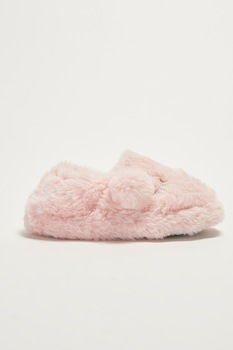 LC WAIKIKI, Papuci pufosi de casa cu detalii brodate, Roz pal LC WAIKIKI, Papuci pufosi de casa cu detalii brodate, Roz pal