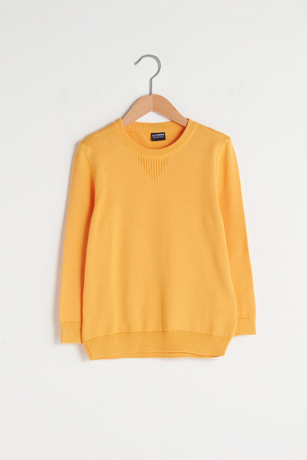 LC WAIKIKI, Pulover tricotat fin cu decolteu la baza gatului, Galben sofran