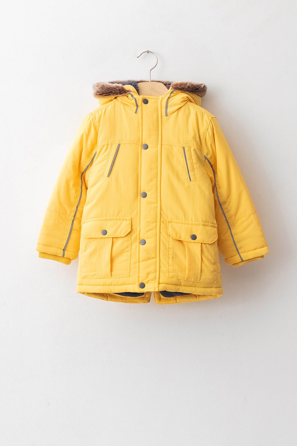 LC WAIKIKI, Geaca parka cu garnitura de blana sintetica, galben pal